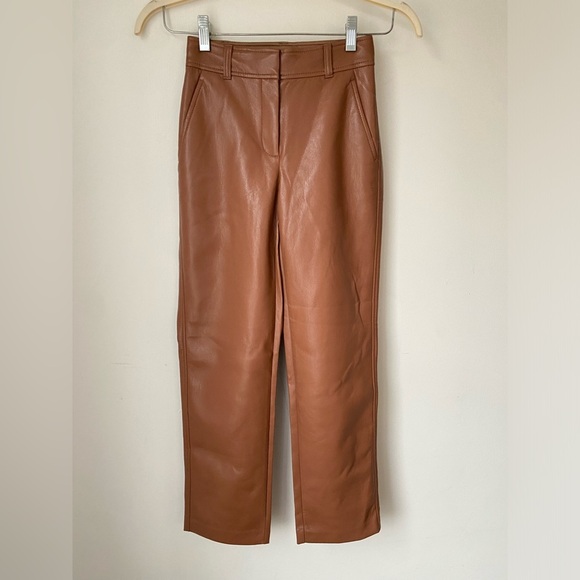 Aritzia Pants Women’s 00 Babaton Command Pant Vegan Leather Chocolate Brown - Picture 4 of 11